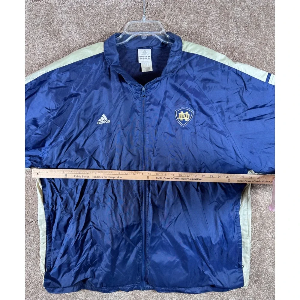 Vintage Adidas Notre Dame Fighting Irish Navy Blue‎ Full Zip Jacket Men's XXL